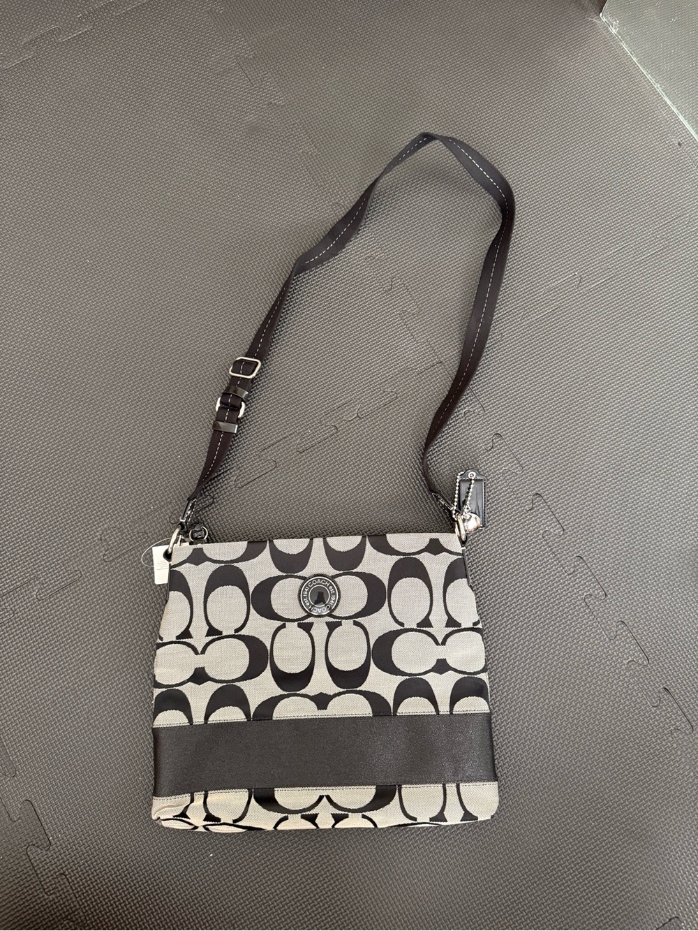 Coach Black and Khaki Signature Crossbody Bag